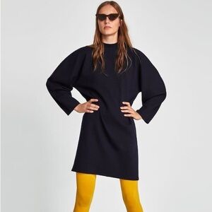 Zara Collection Women’s High Neck Midnight Blue Metallic Dress